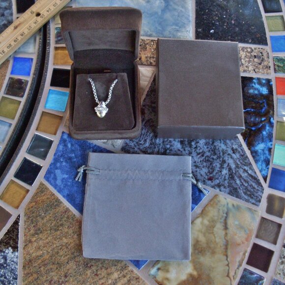 Retired David Yurman Acorn Gold Dome Pendant - 14K/925 - DY Chain - Gift Boxed - Picture 2 of 11